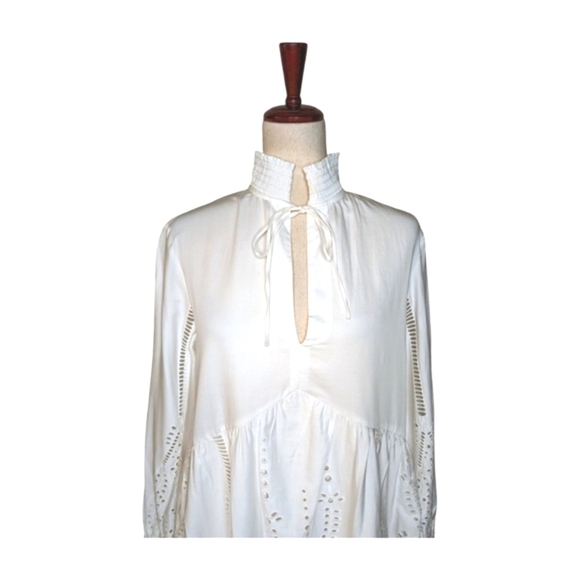 NWT The Kooples Short White Dress With Broderie Anglaise Size 6 - Picture 4 of 10